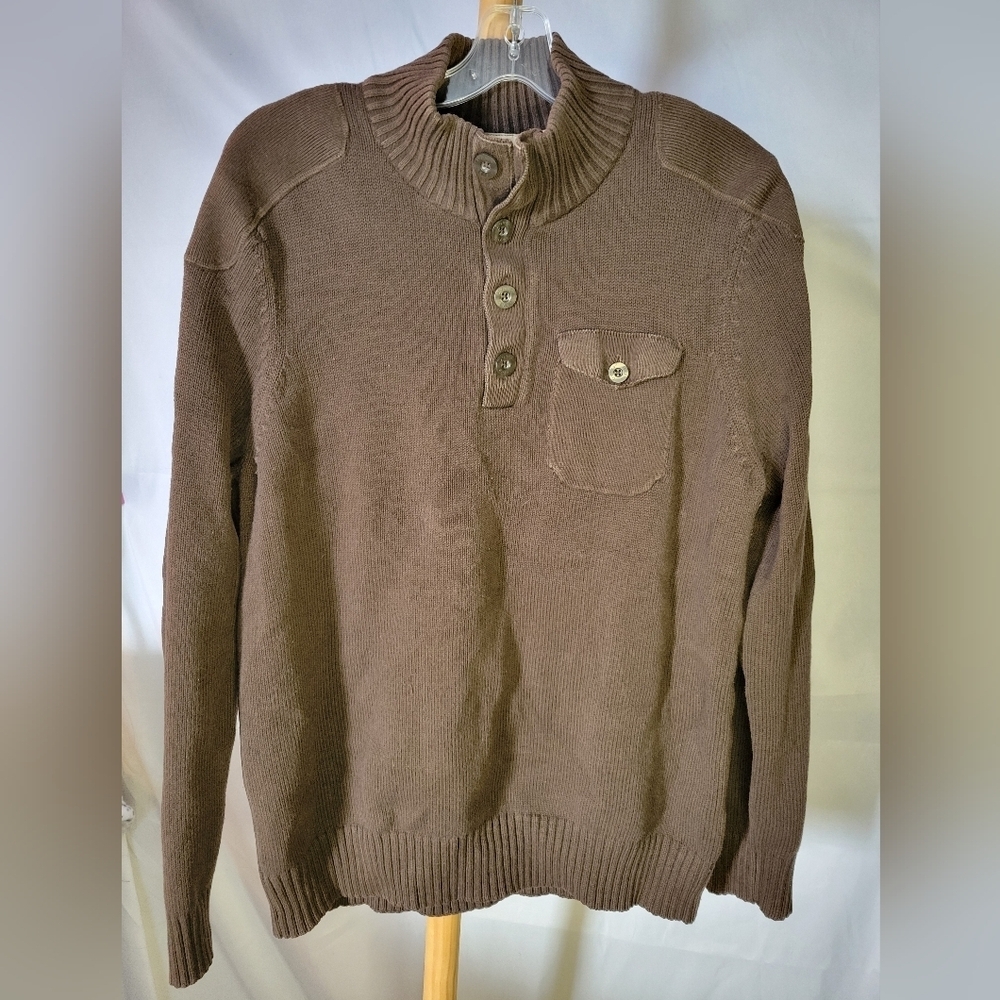 Mens Denver Hayes Olive Green Sweater Long Sleeve Front Pocket
